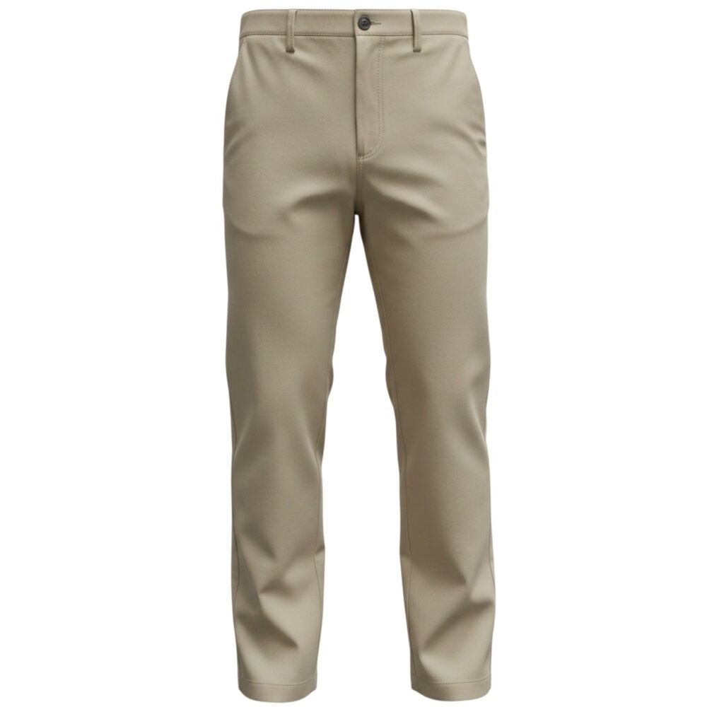 Amazon Essentials Men's Beige Chino Pants 35W Straight Fit Pockets